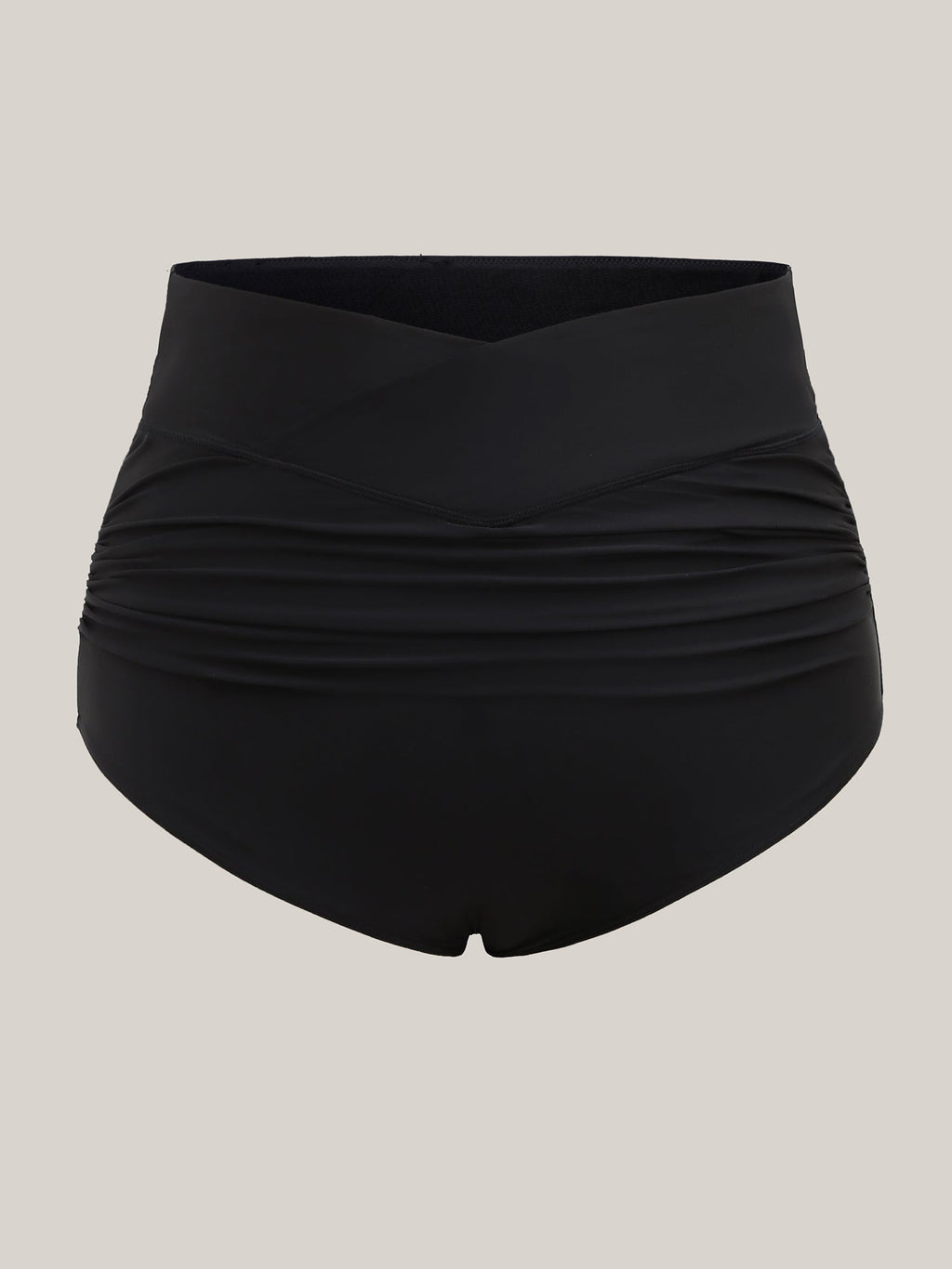 Crossover High Waist Ruched Bikini Bottoms