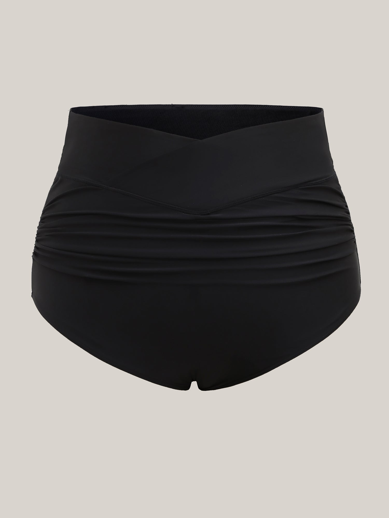 Crossover High Waist Ruched Bikini Bottoms