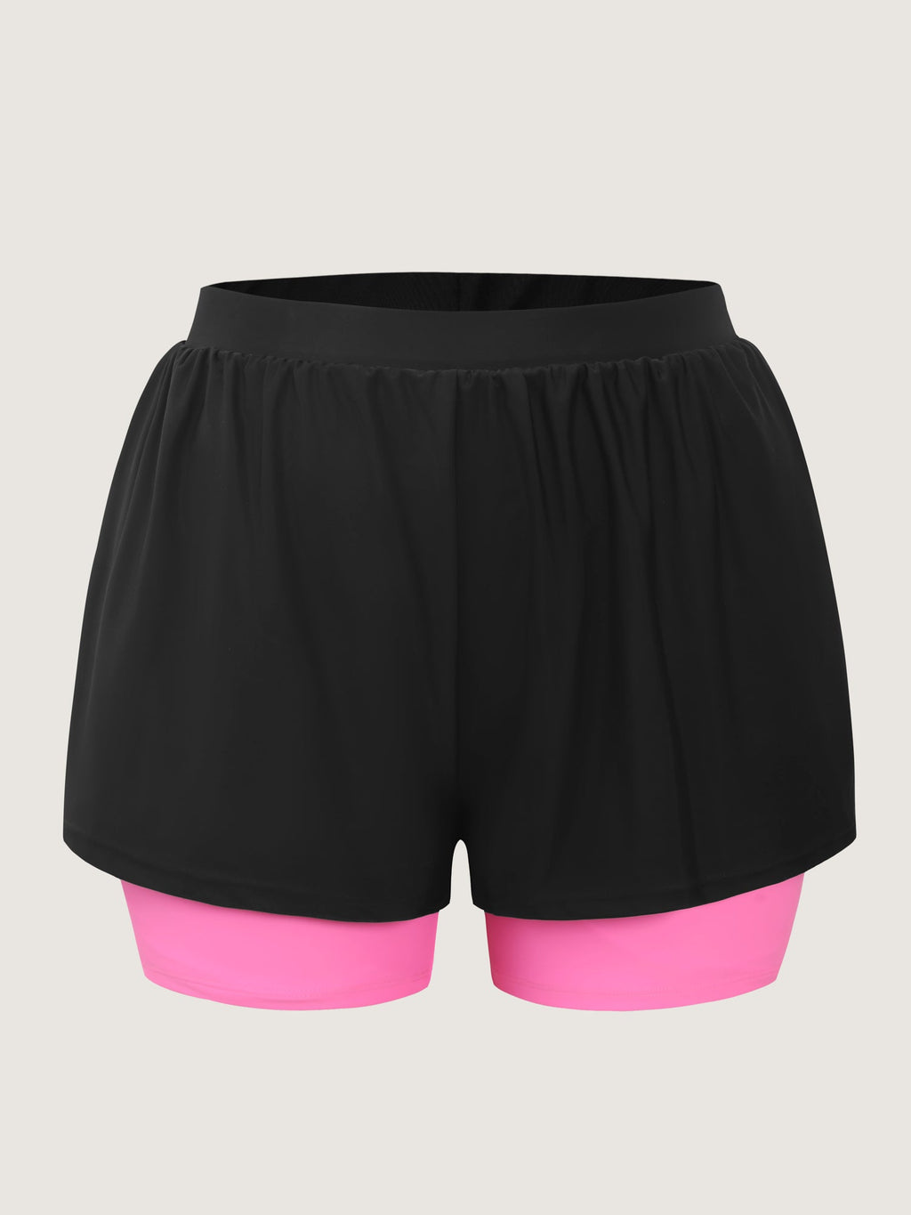 Color Contrast Layered Hem Pockets Swim Shorts