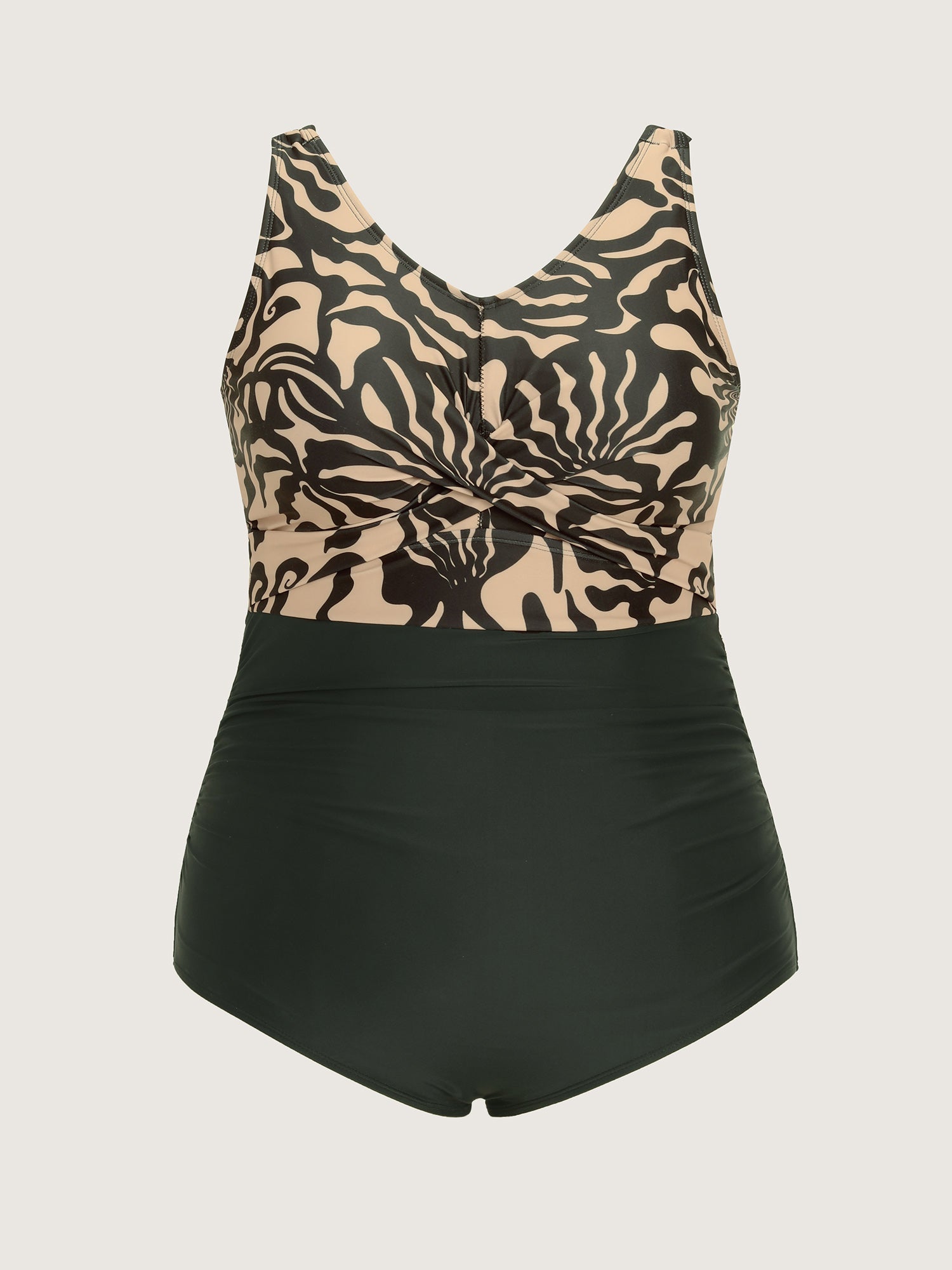 Mesh Sarong Set Abstract Print One-Piece Swimsuit