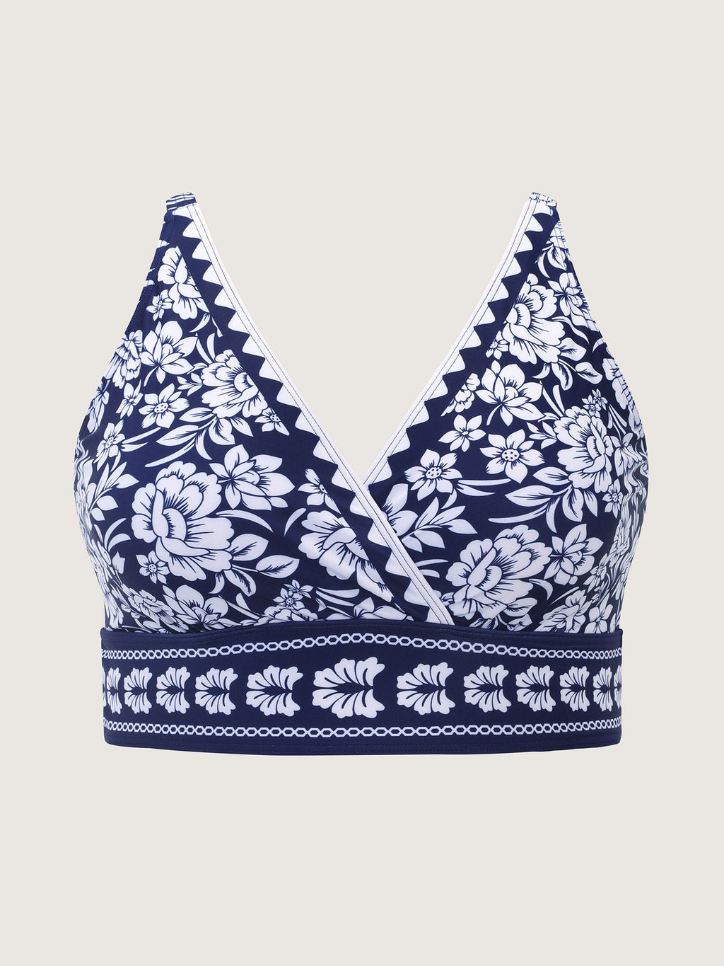 Floral Print Surplice Neckline Bikini Top