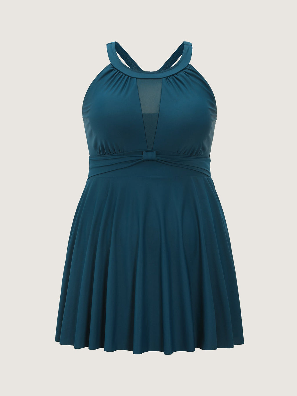 Bow Cut-Out Back Sheer Swim Dress