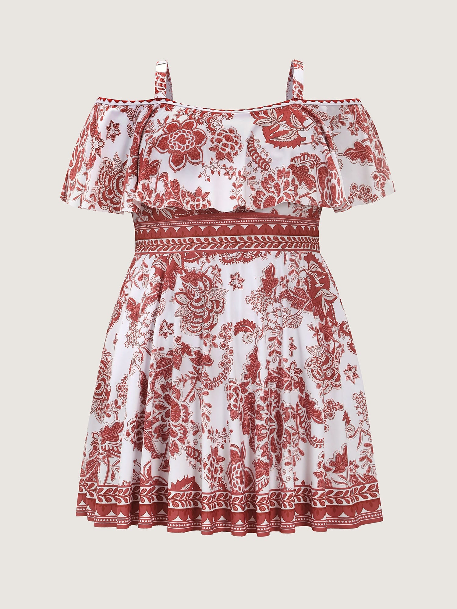 Anti-Float Tie Off-Shoulder Swim Dress