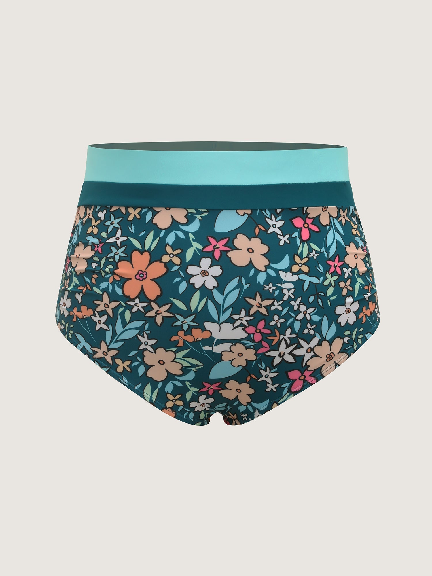 Floral Print Color Contrast Bikini Bottoms