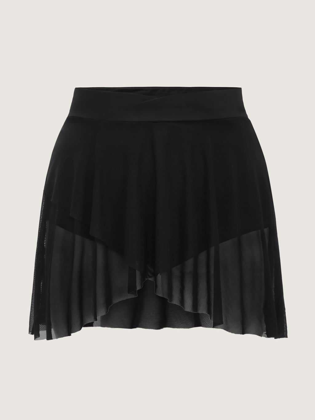 Sheer Overlap Waistband Hips Coverage Swim Skirt