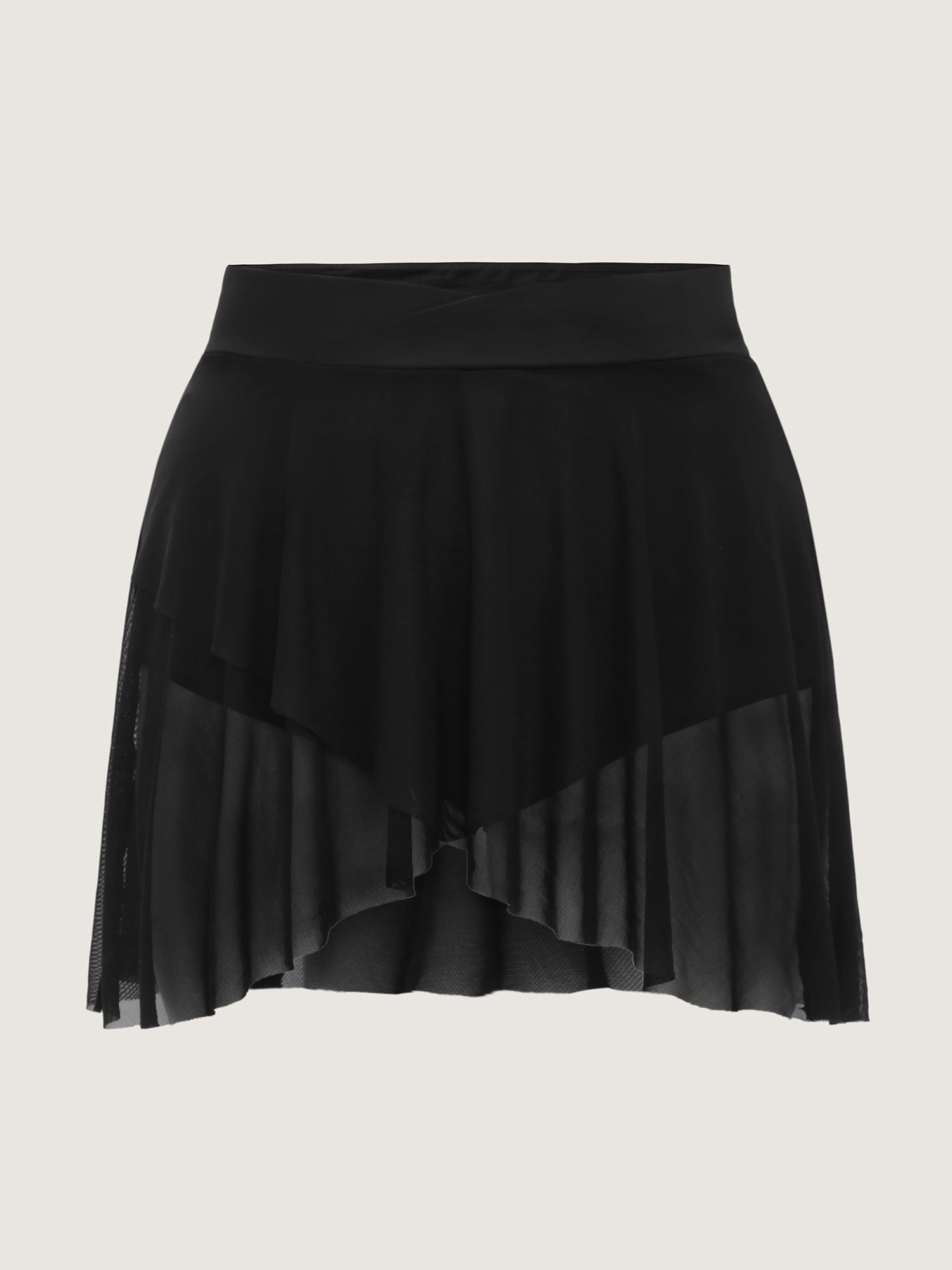 Sheer Overlap Waistband Hips Coverage Swim Skirt