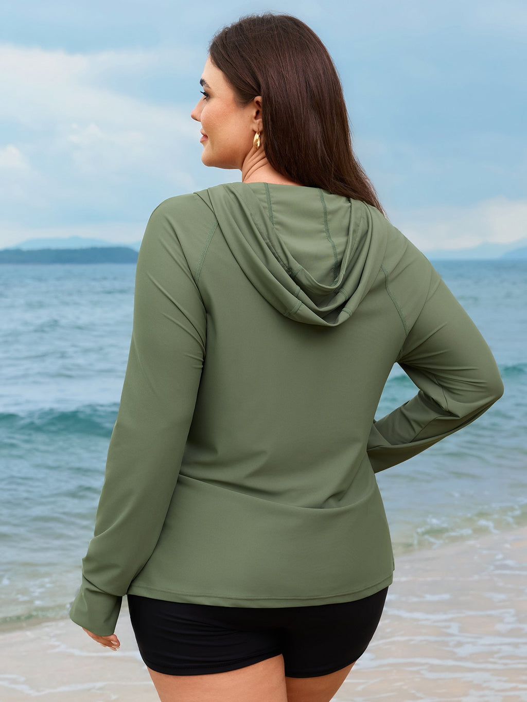 Zipper Hooded UPF 50+ Long Sleeve Swim Top