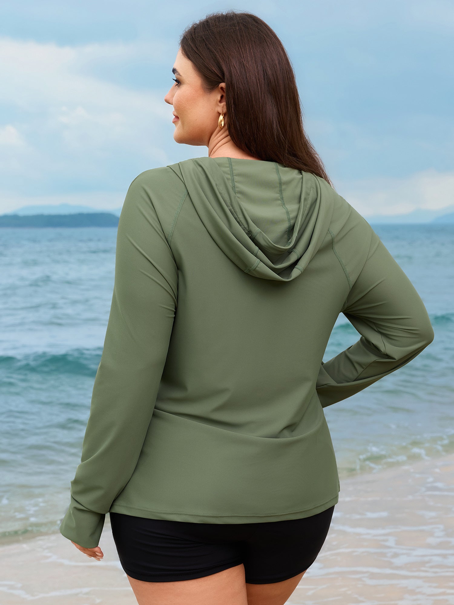 Zipper Hooded UPF 50+ Long Sleeve Swim Top