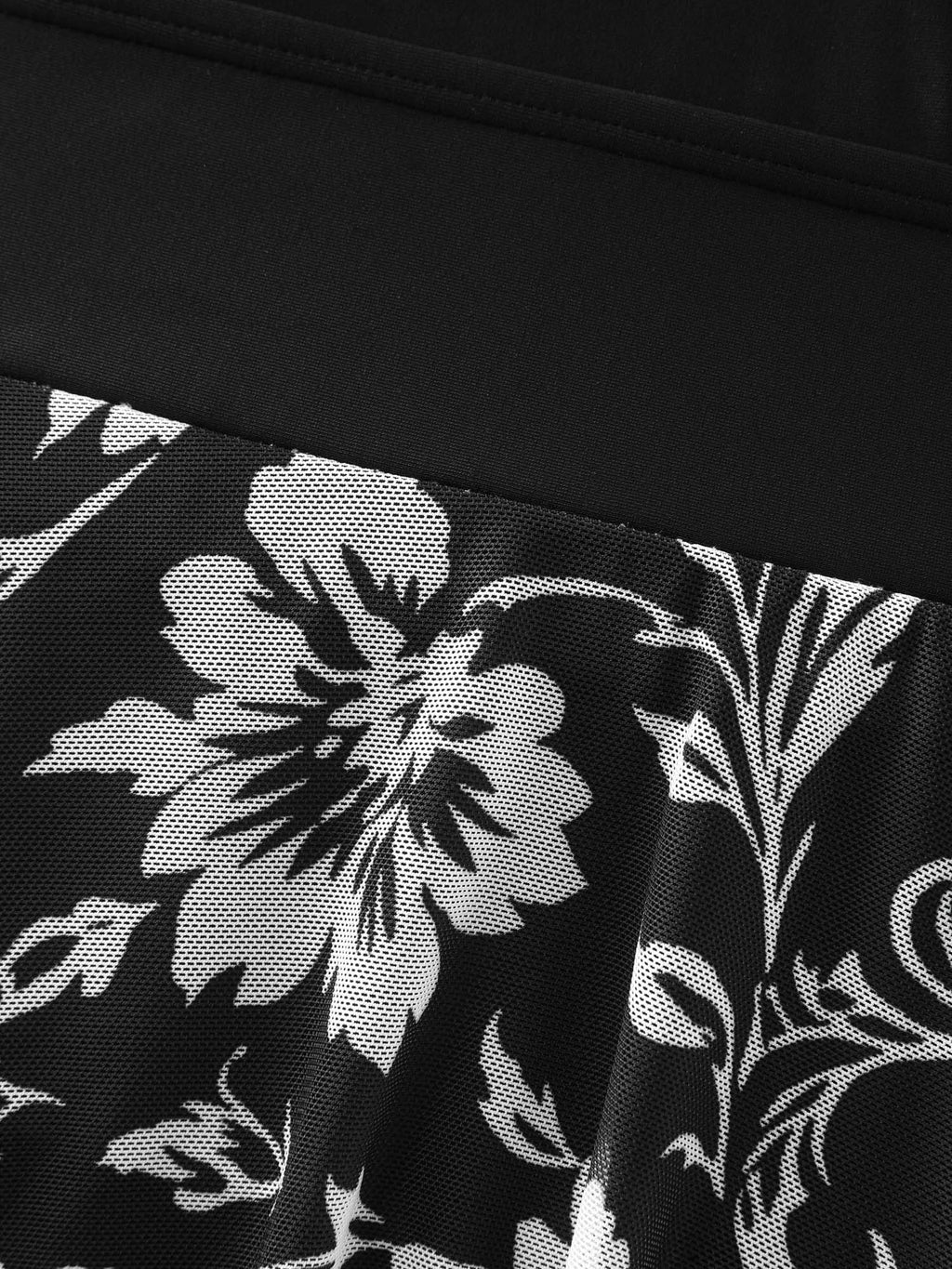 Monochrome Tropical Floral Sheer Swim Dress