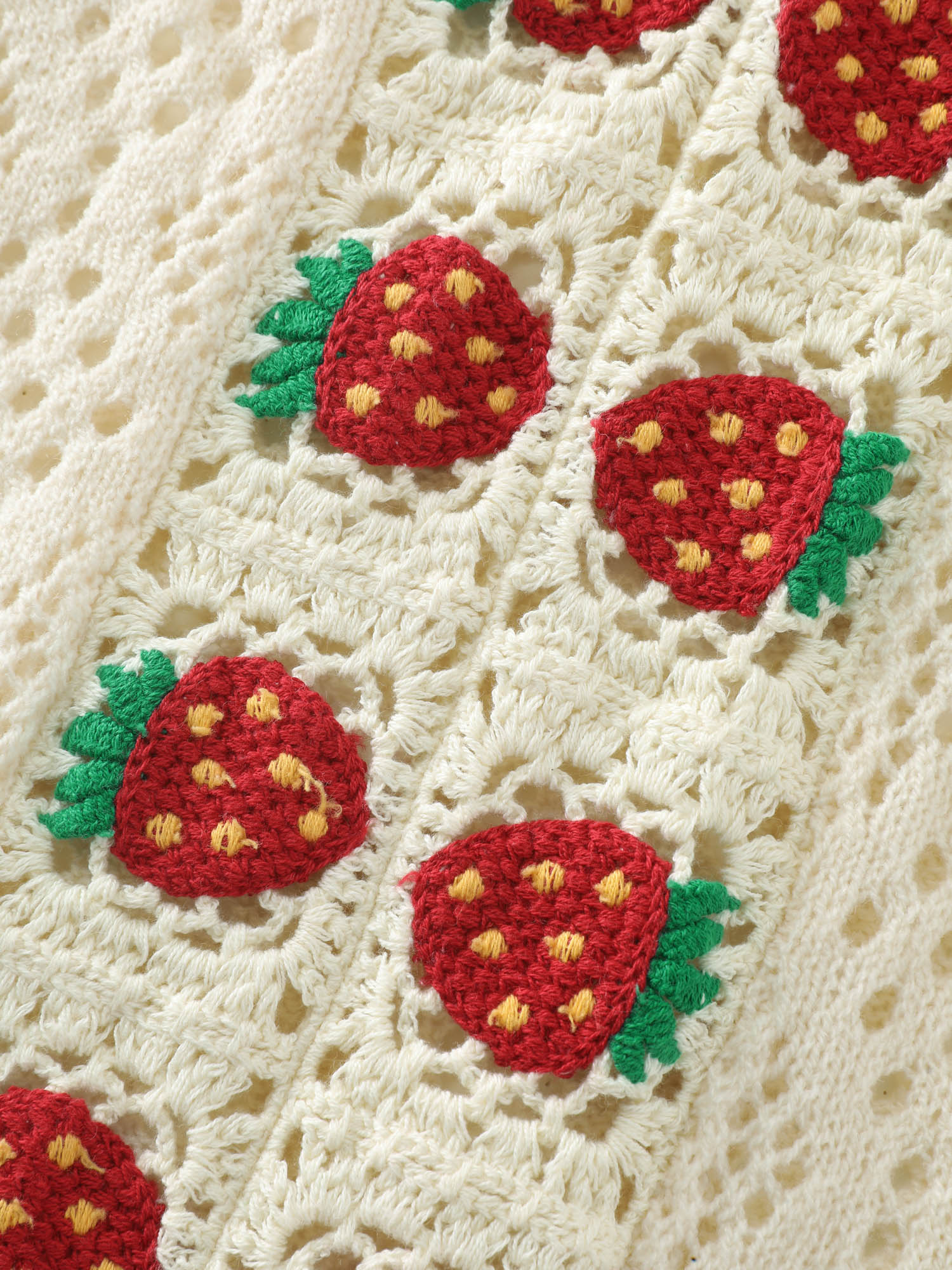 Textured Cut-Out Strawberry Swim Cover-Up