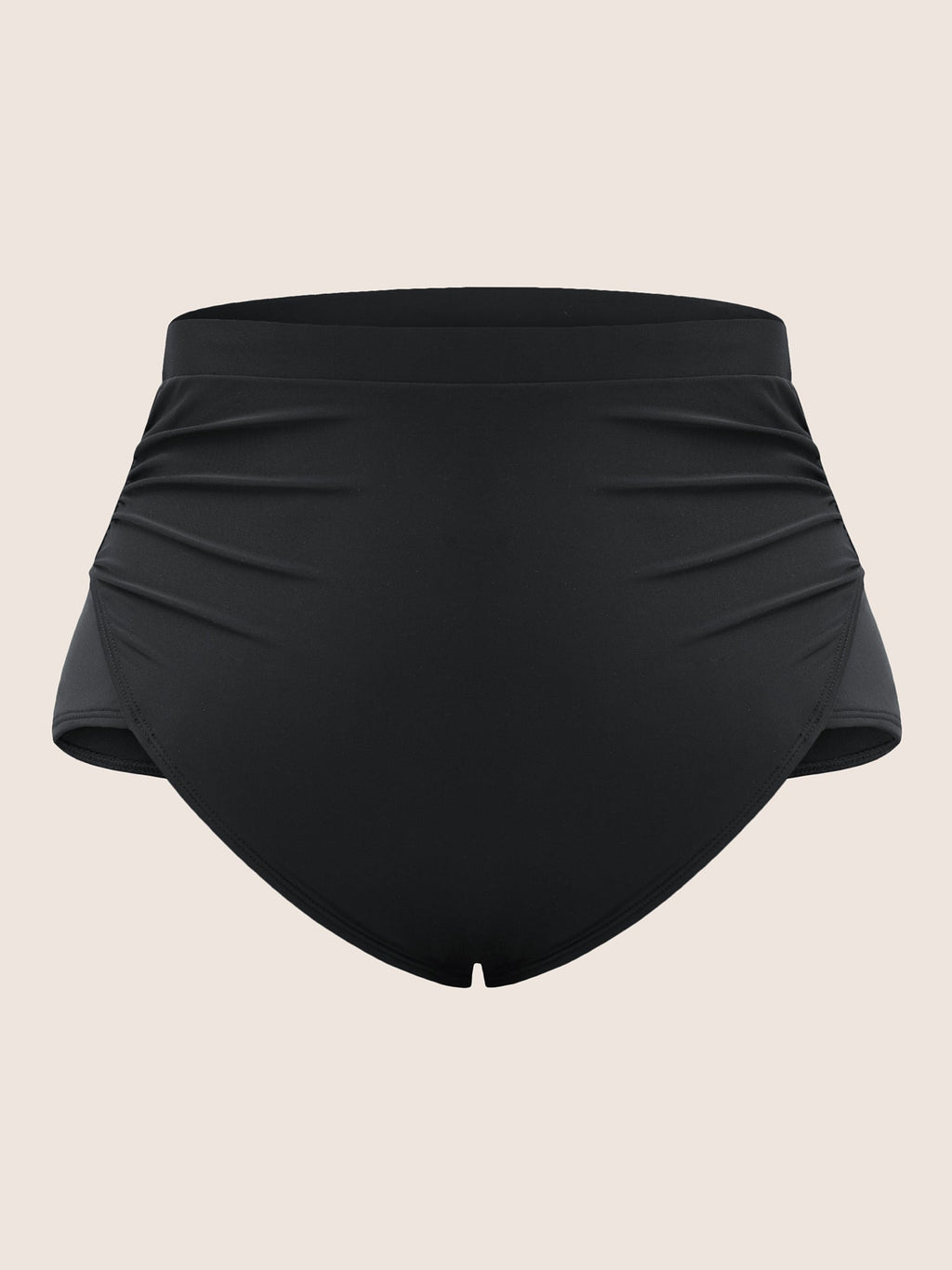 Plain Ruched High-Waisted Bikini Bottom