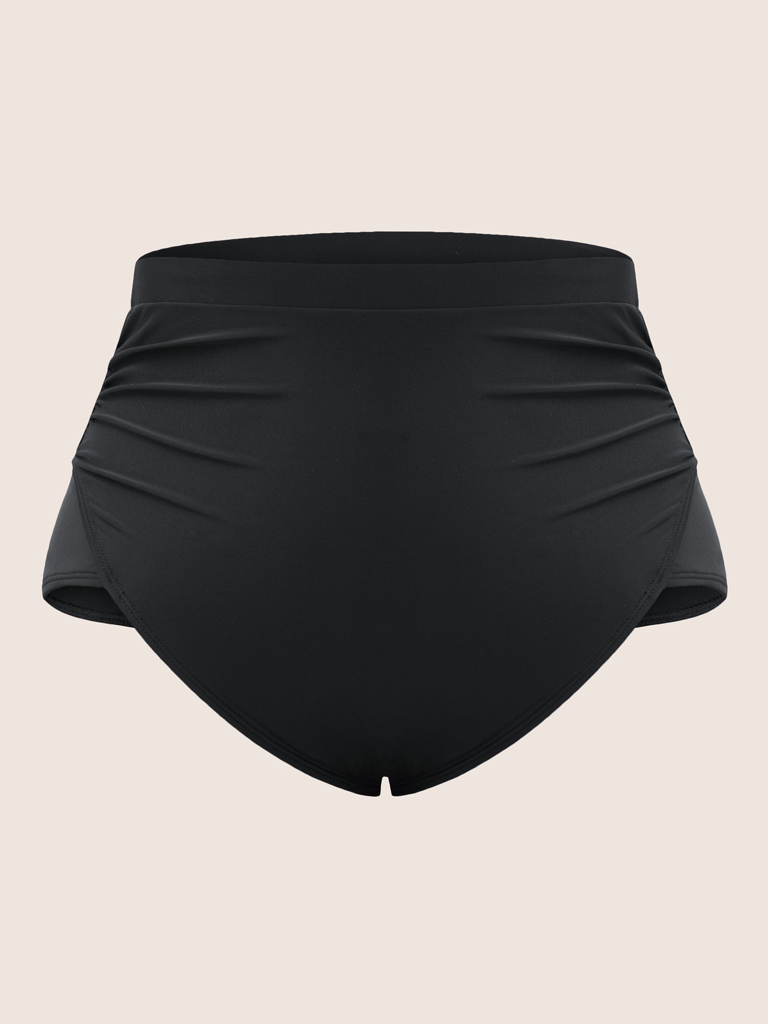 Plain Ruched High-Waisted Bikini Bottom