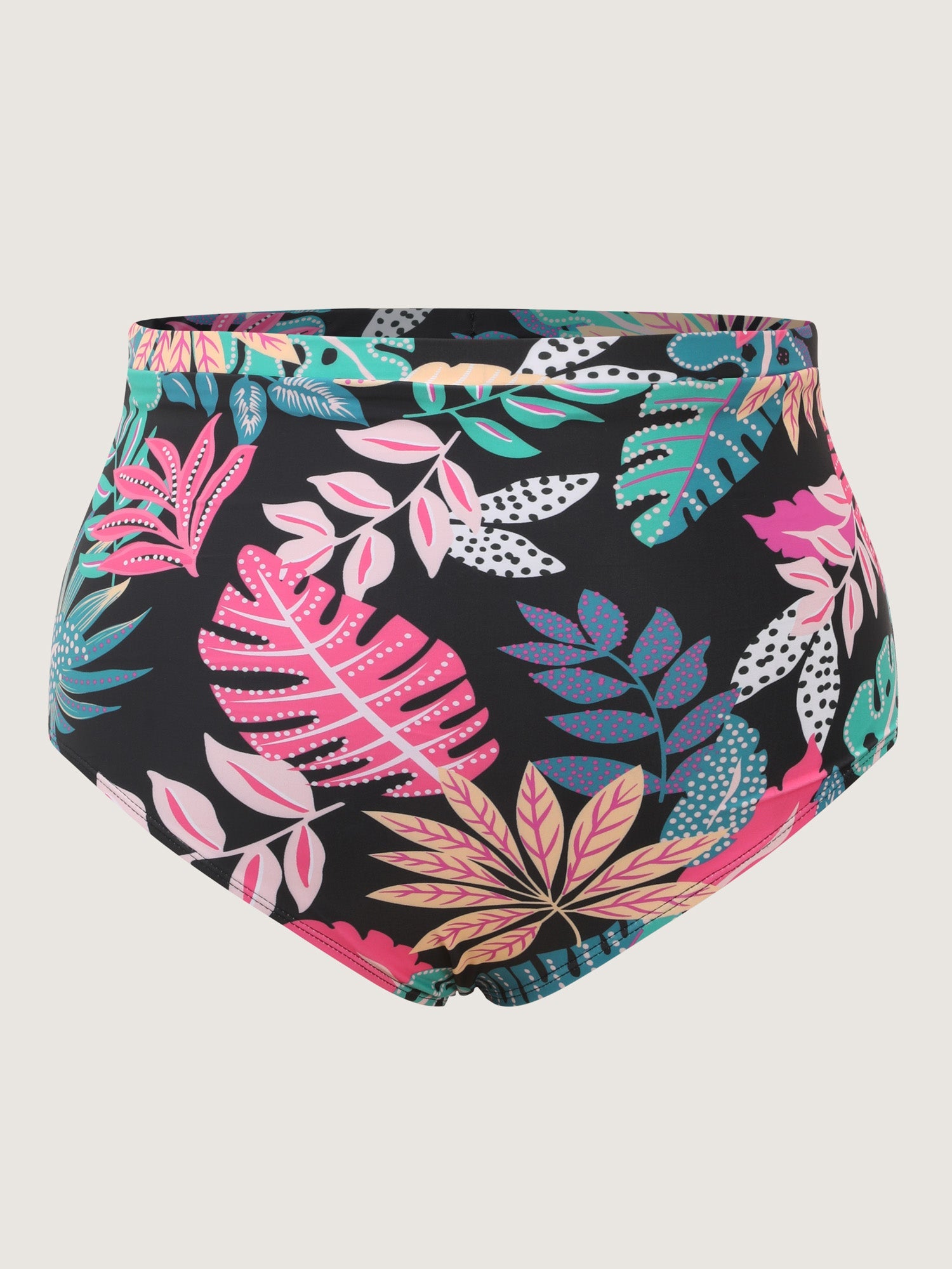Playful Tropical Floral Print Pockets Swim Dress