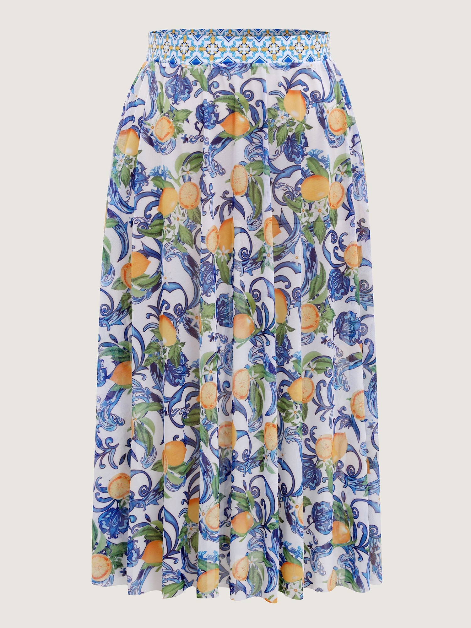 Two-Piece Citrus Print Sarong Swimsuit