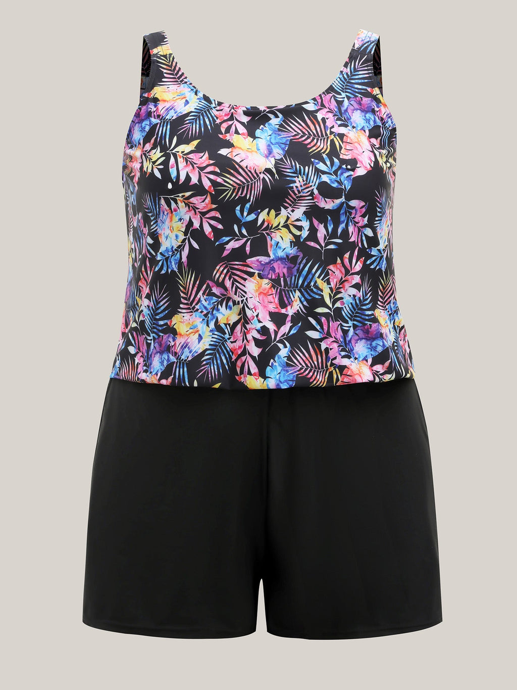 Tropical Print Slit One-Piece Swimsuit