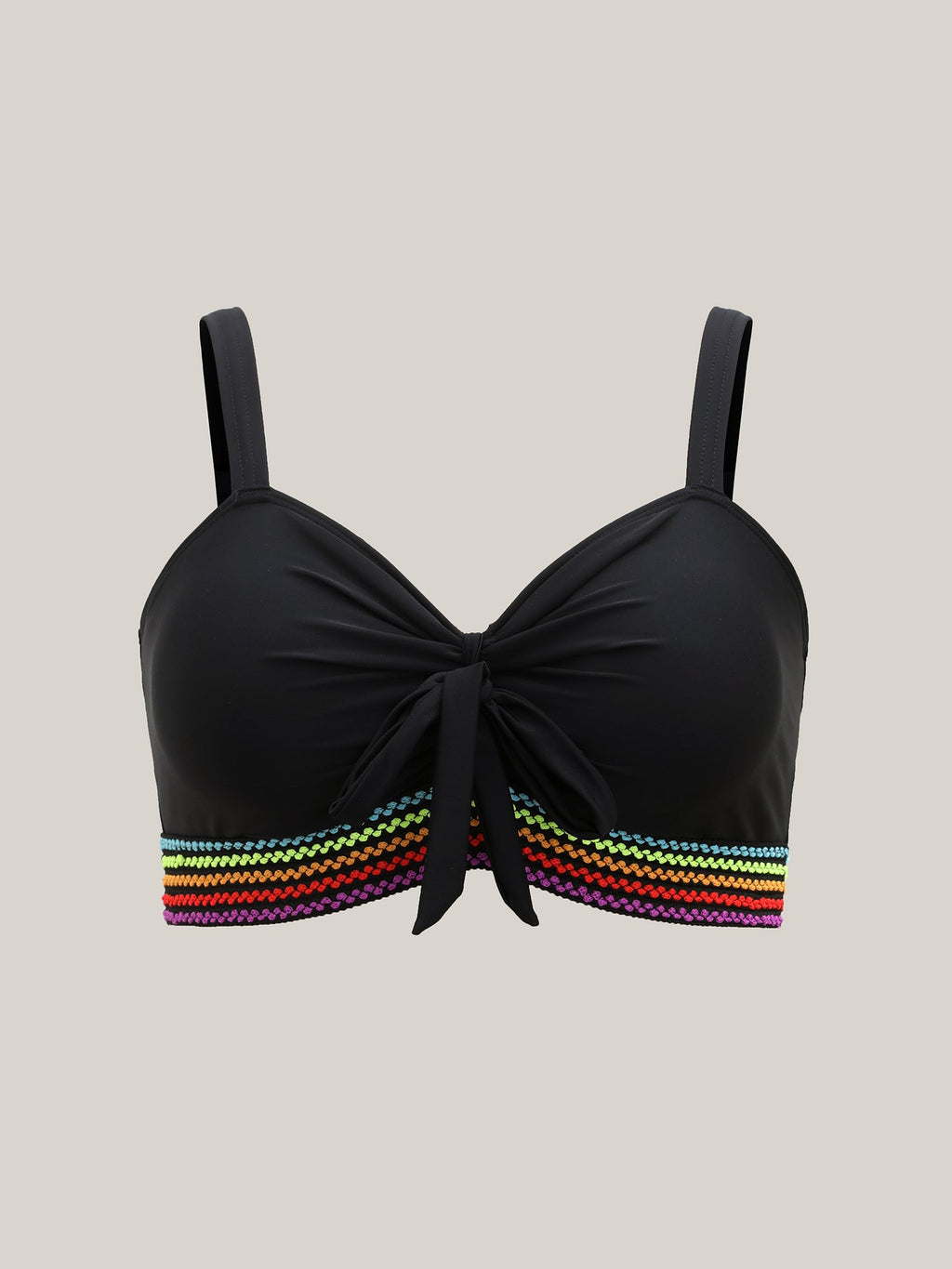 Colorful Webbed Knotted Front Bikini Top