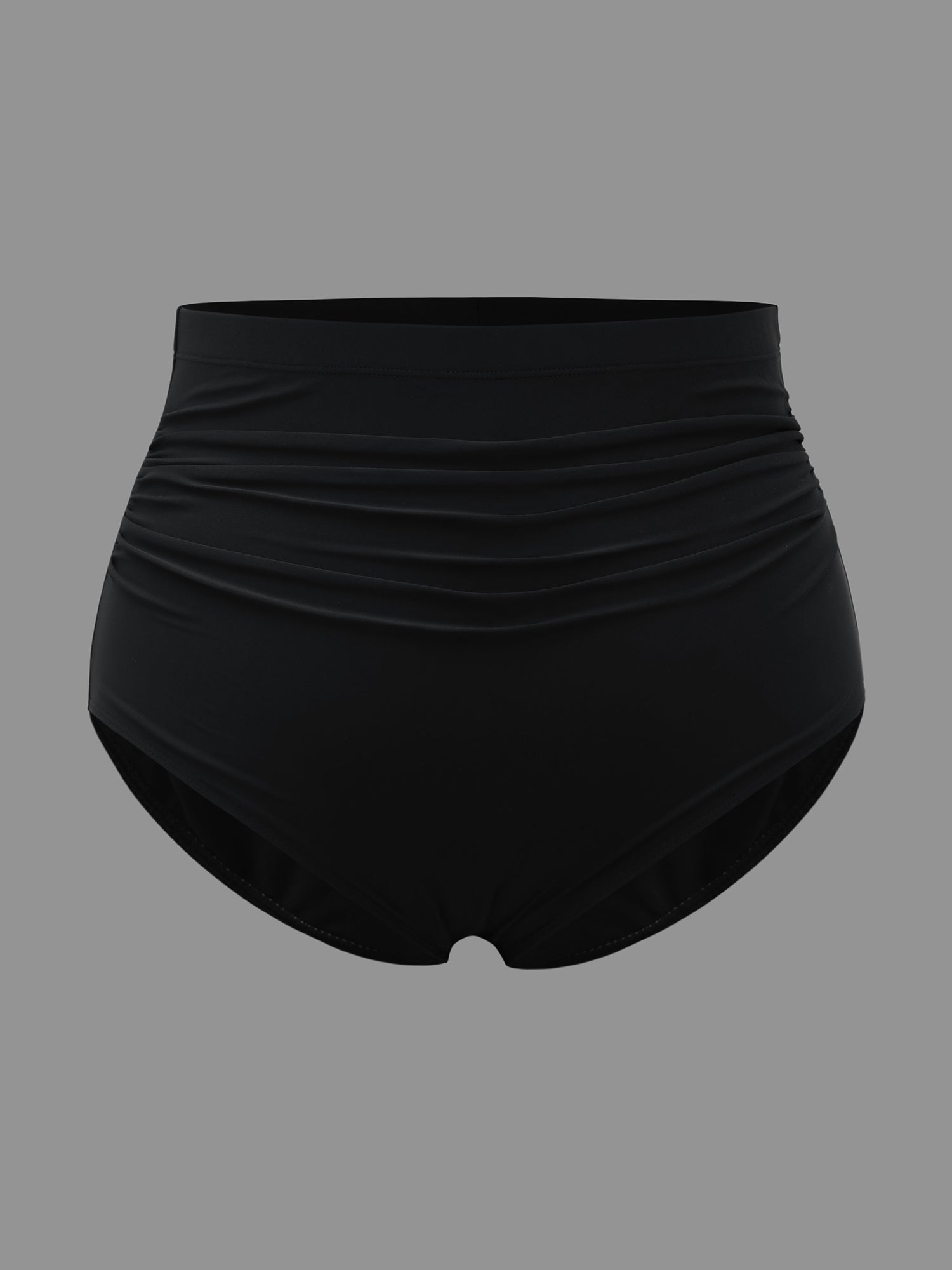 High Rise Ruched Plain Bikini Bottoms