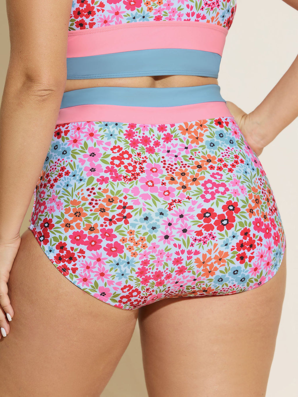 Colorful Floral Print Swim Bottoms