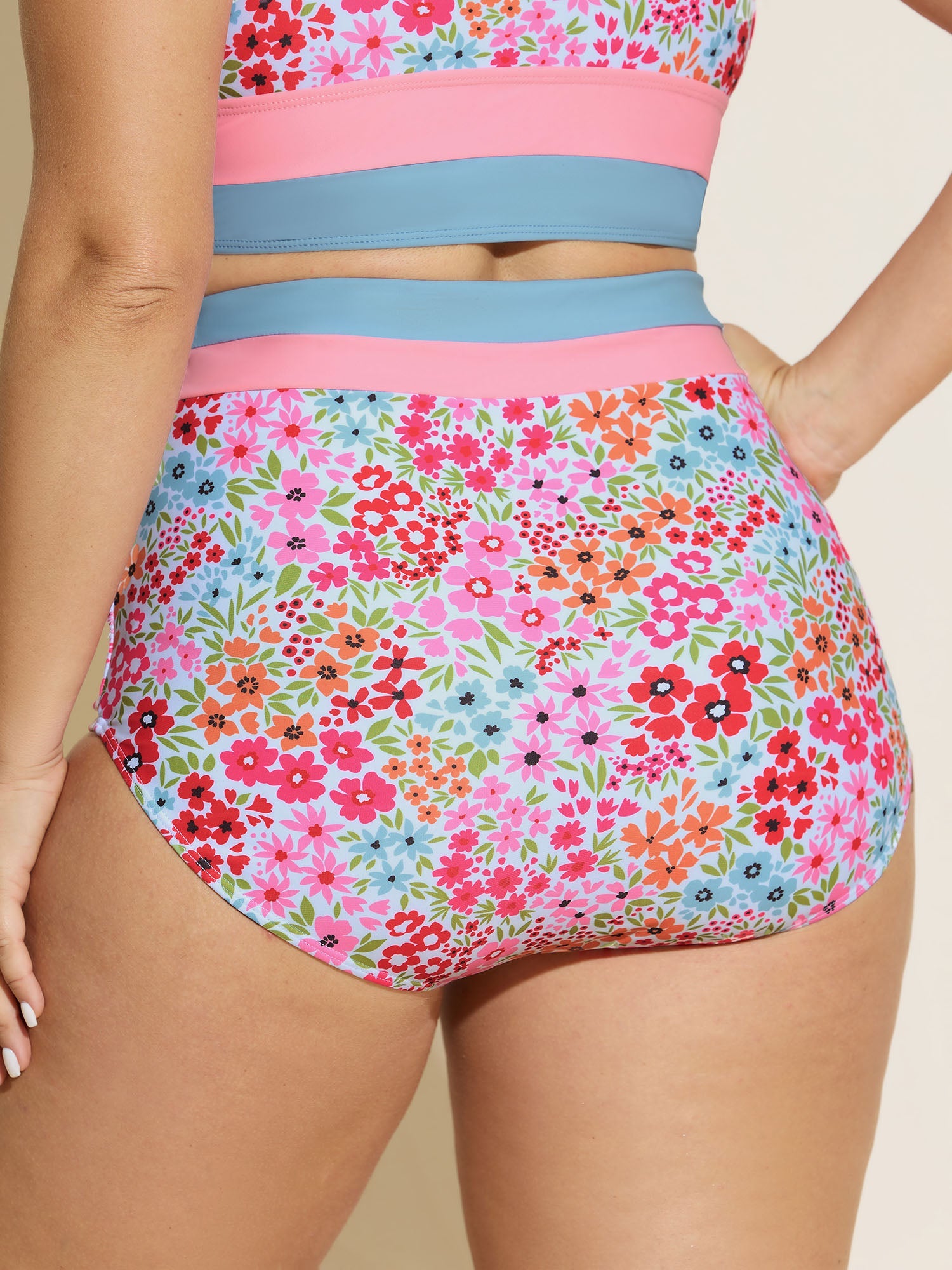Colorful Floral Print Swim Bottoms
