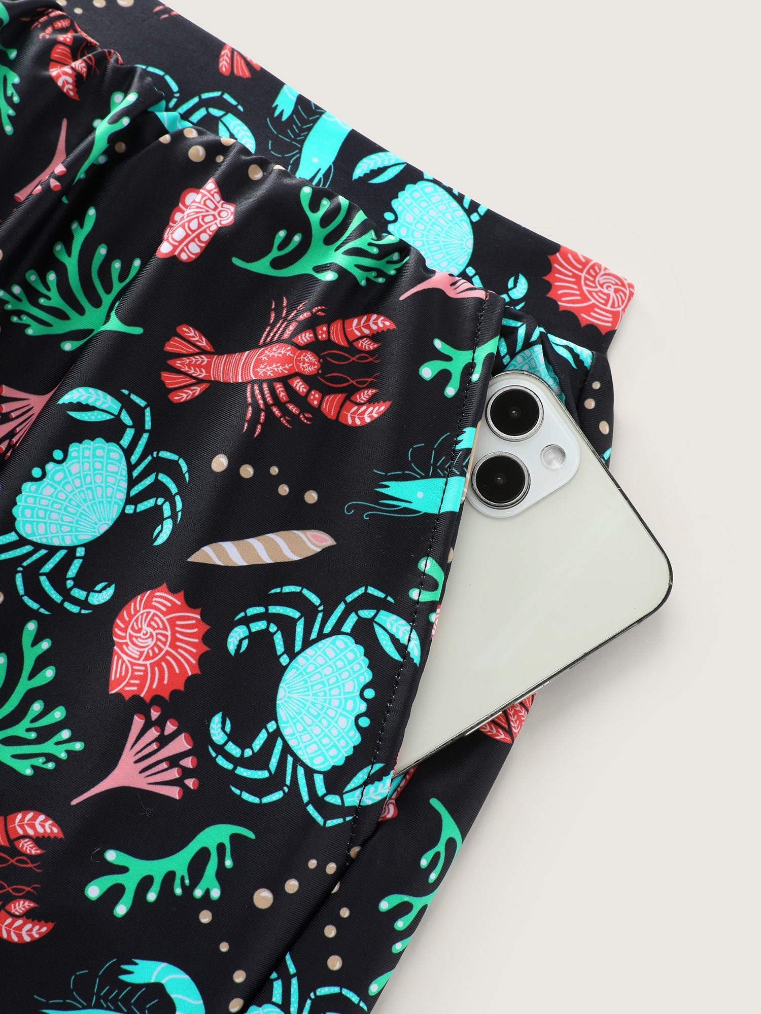 Ocean Print Pockets Swim Shorts
