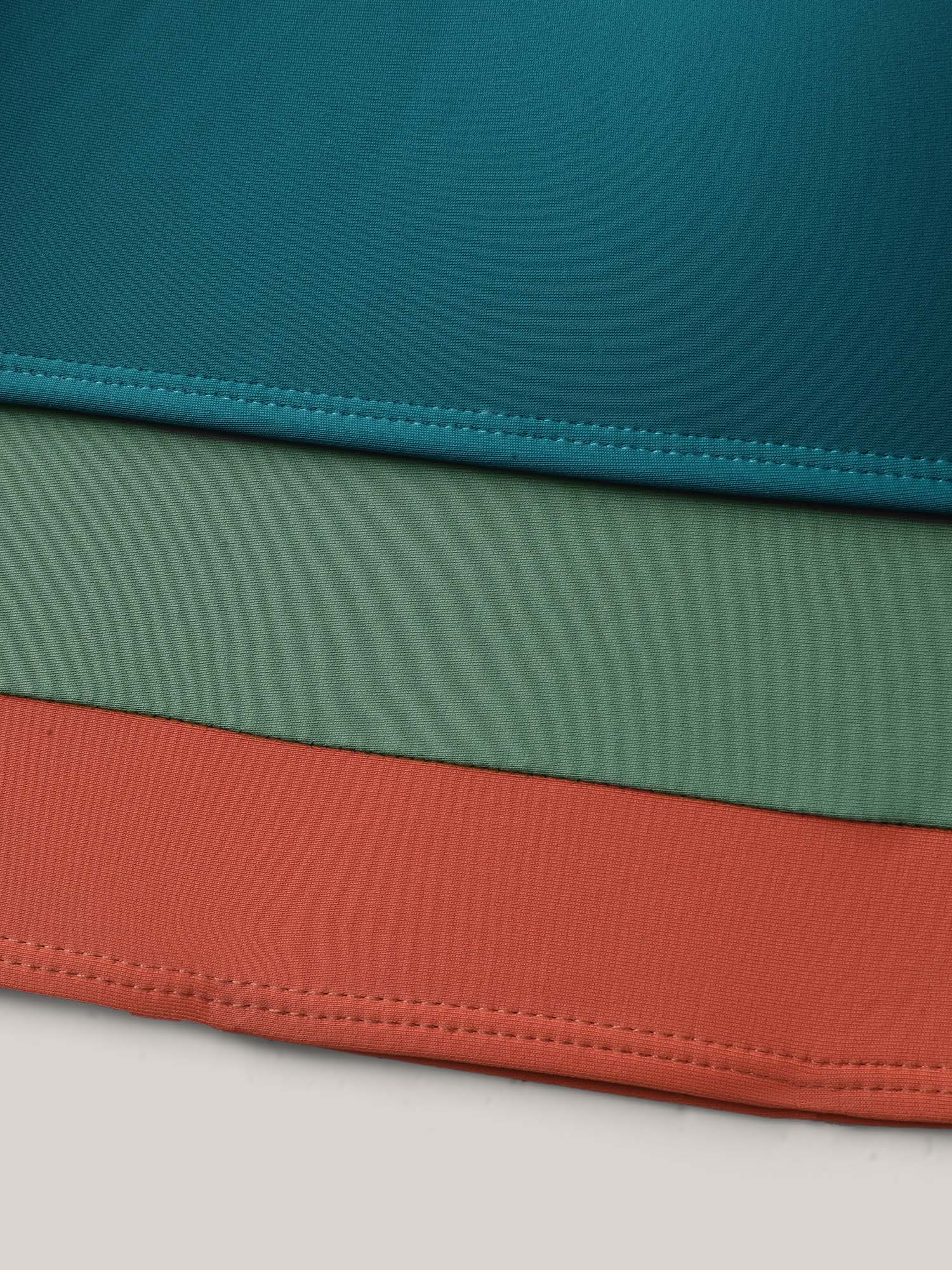 Colorful Hem Scoop Neck Swim Top