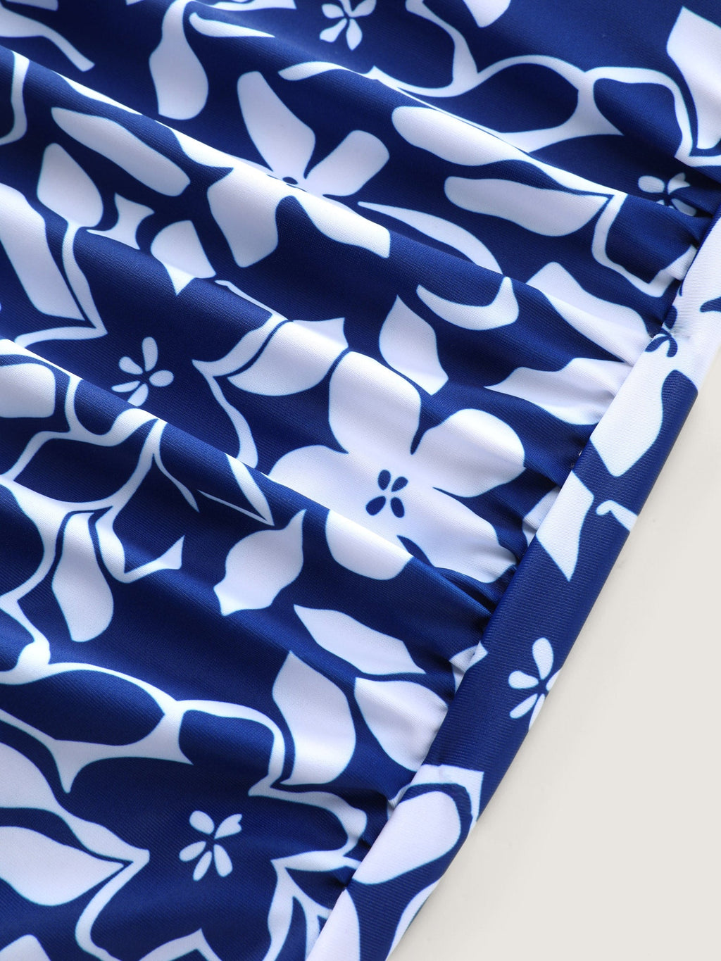 Monochrome Floral Print Wide-Strap One-Piece Swimsuit