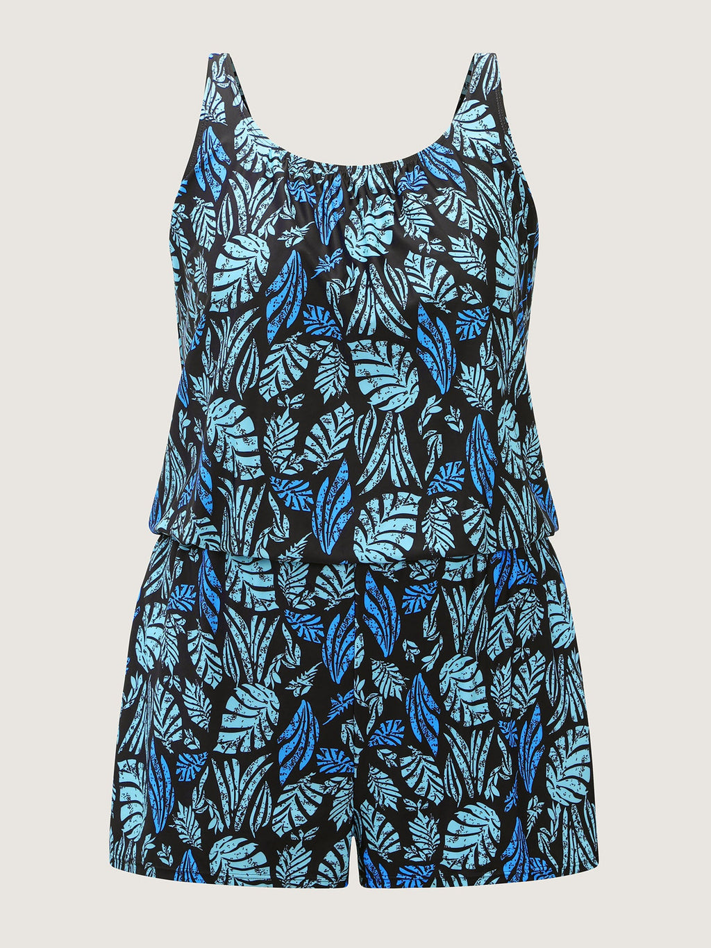 Tropical Flower Print Pockets One-Piece Swimsuit