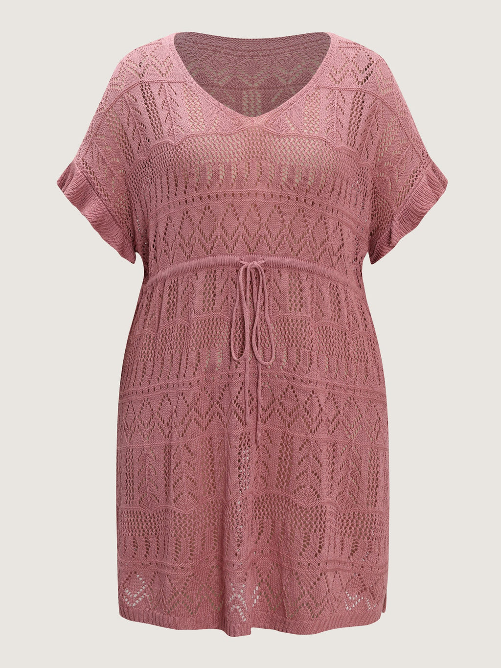 Textured Cut-Out Drawstring Swim Cover-Up