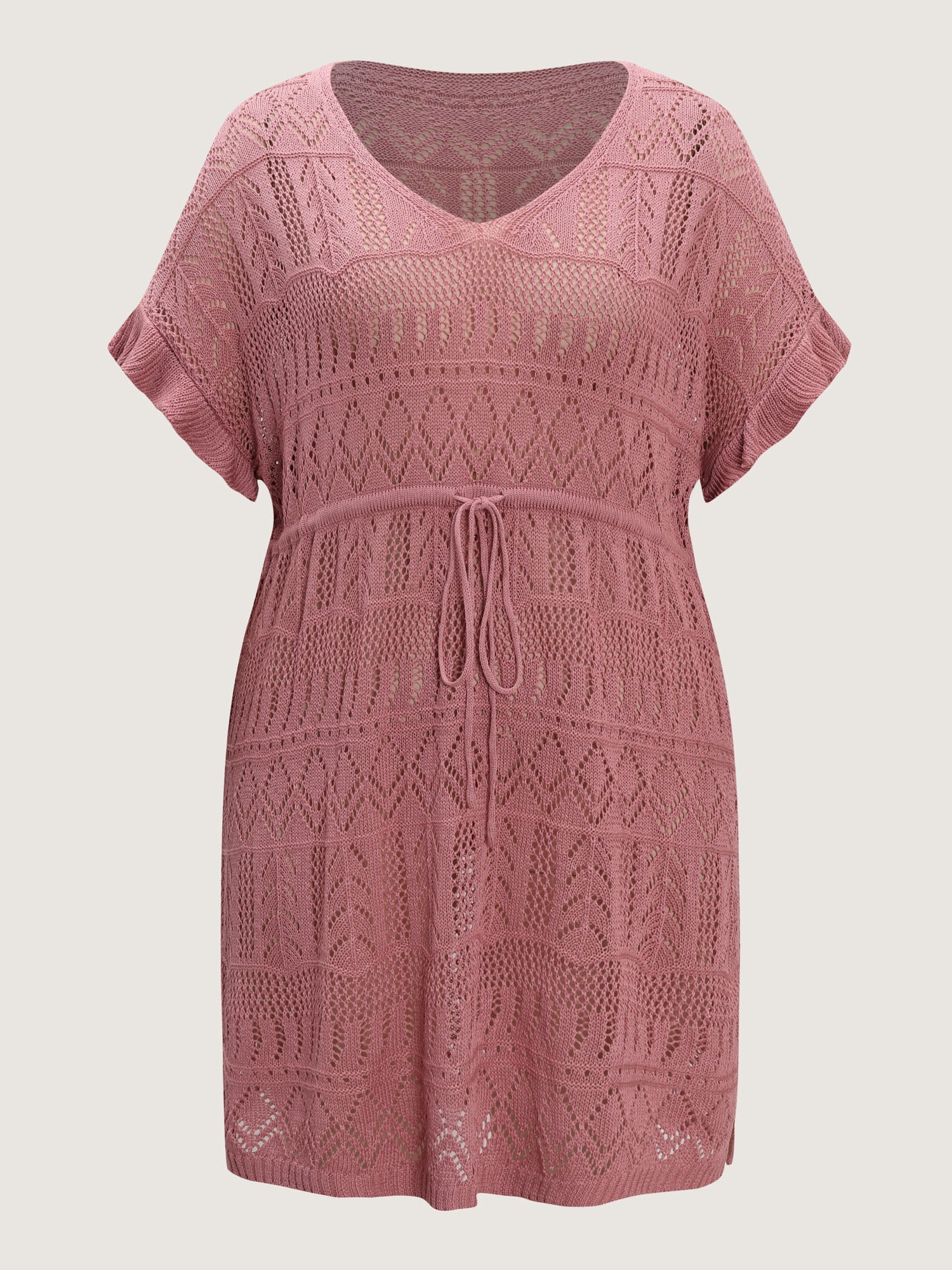 Textured Cut-Out Drawstring Swim Cover-Up