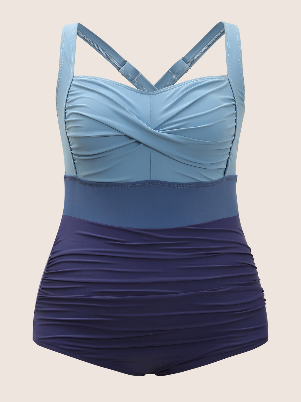 Contrast Twist Front Tummy-Control One Piece Swimsuit