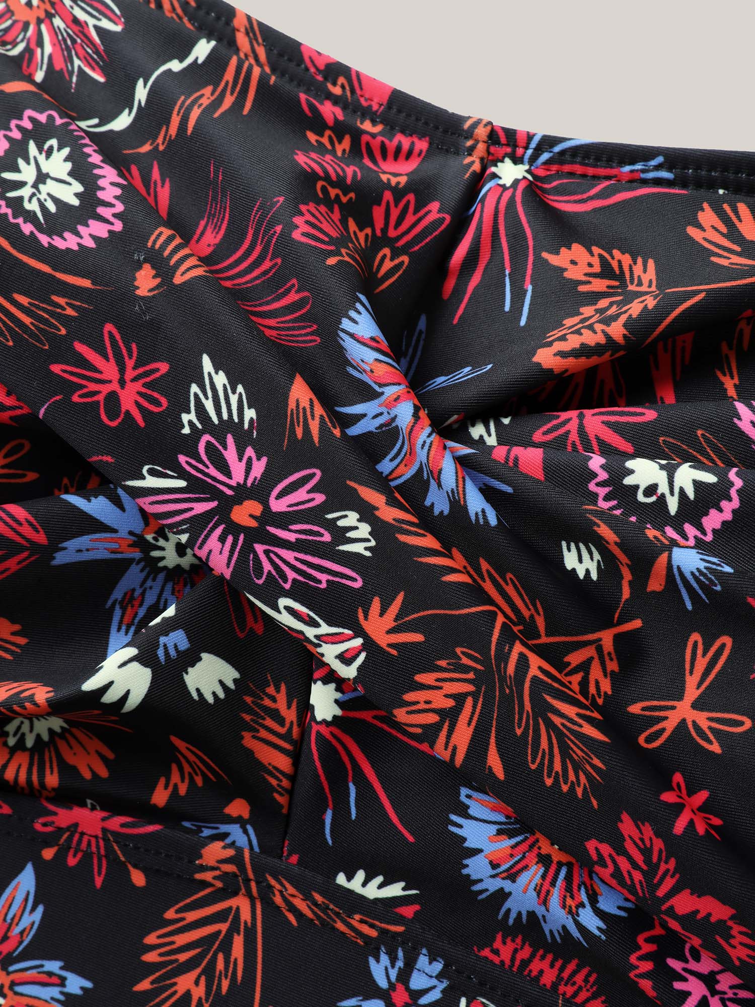 Floral Print Twist Front Swim Top