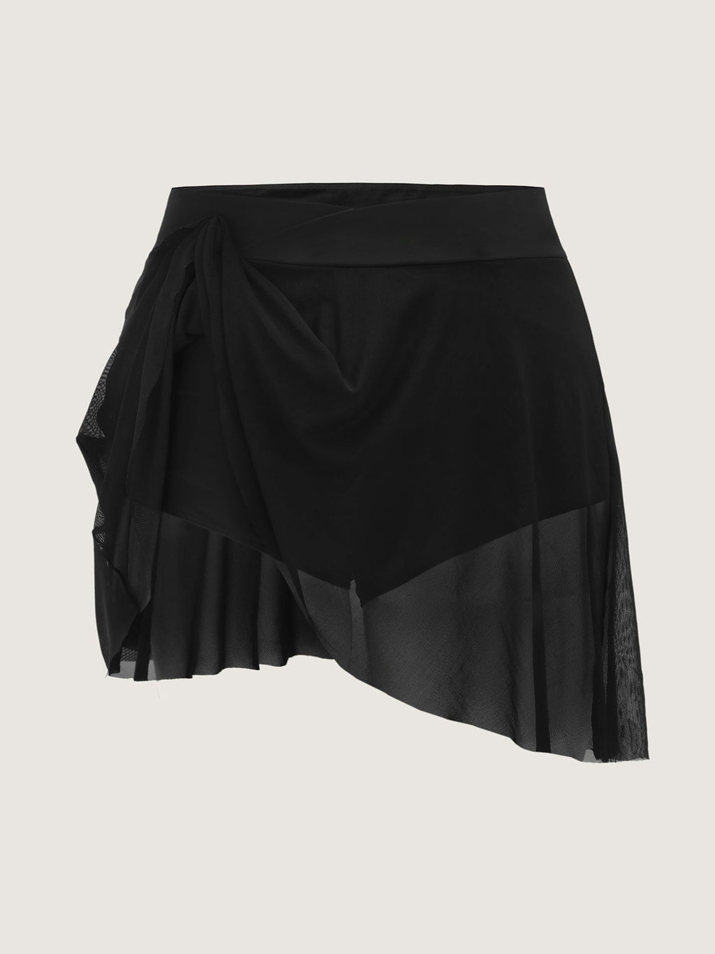 Sheer Overlap Waistband Hips Coverage Swim Skirt