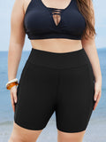 Solid Wide Waistband Swim Shorts
