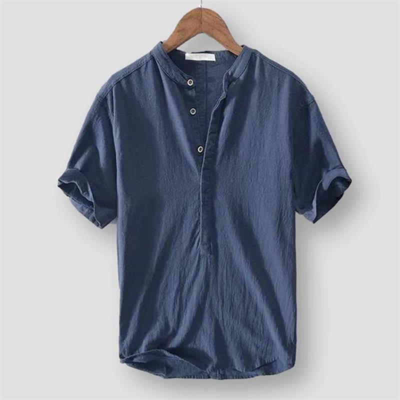 👔 LIMITED-TIME 50% OFF! ✨ Men's Linen Short Sleeve Shirt – Casual, Stand Collar, 5 Sizes 🏖️