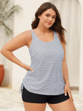 Striped Non-Removable Cups Swim Top