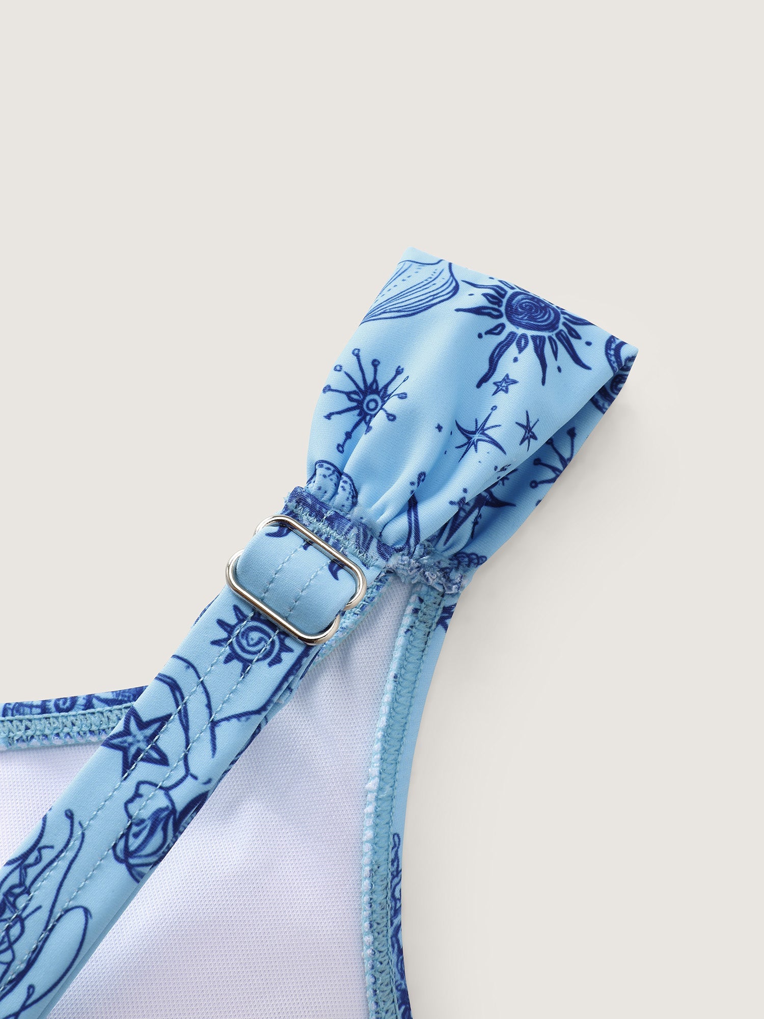Starfish Print Color Contrast Bikini Top
