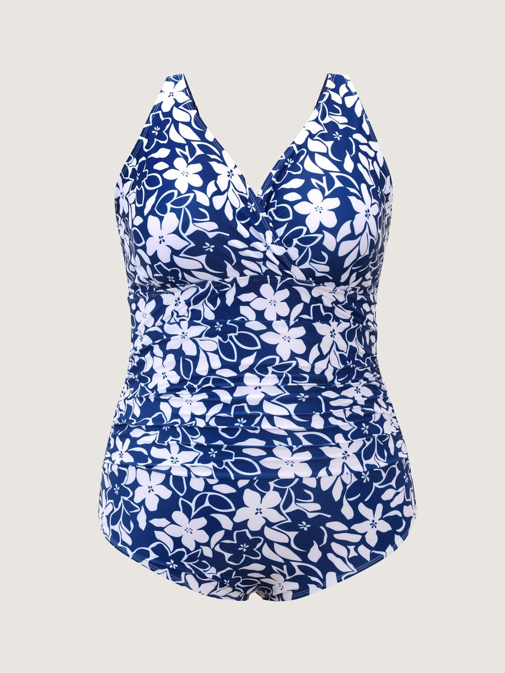 Monochrome Floral Print Wide-Strap One-Piece Swimsuit