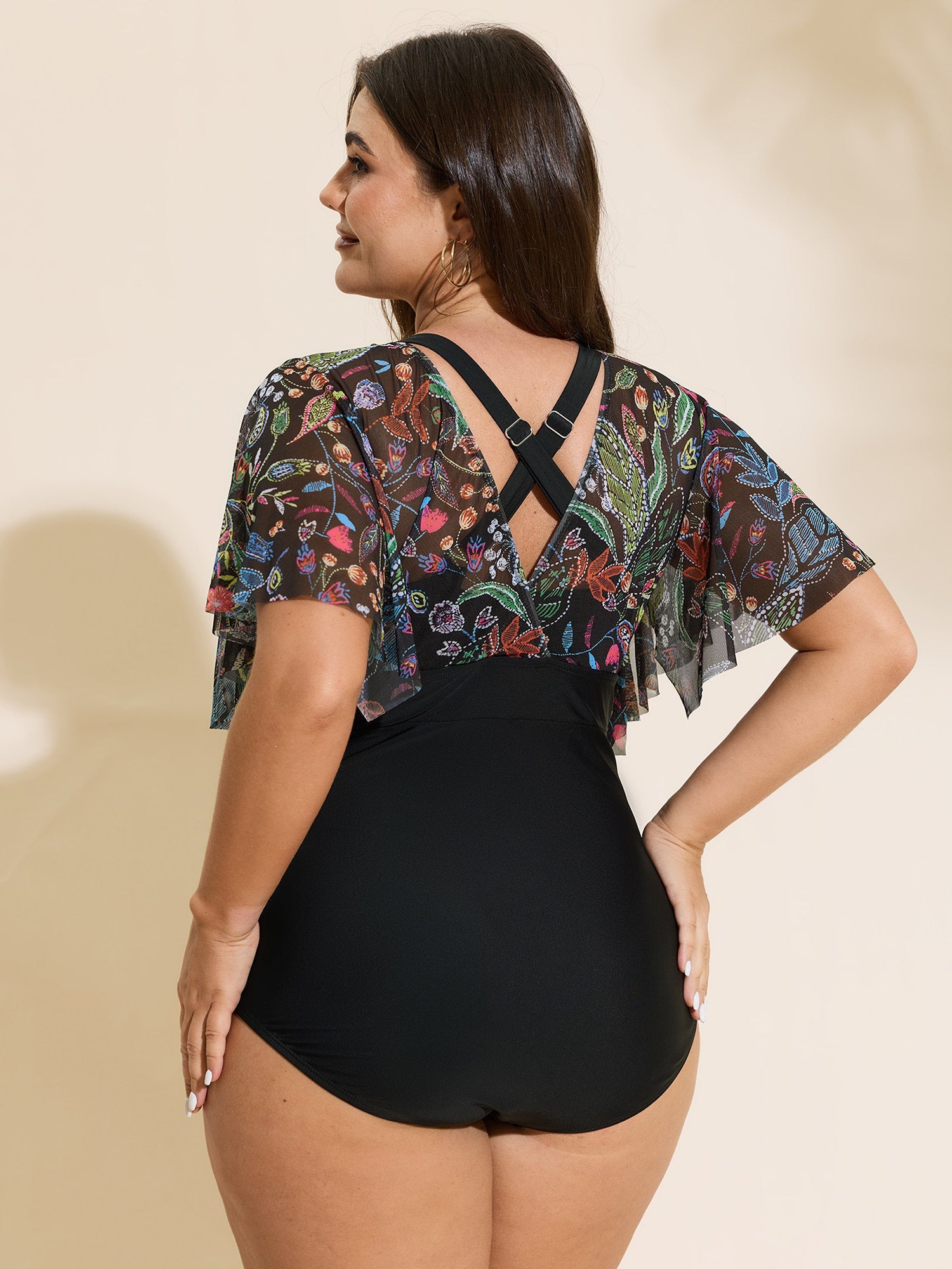 Sarong Slit Floral Print One-Piece Swim Set