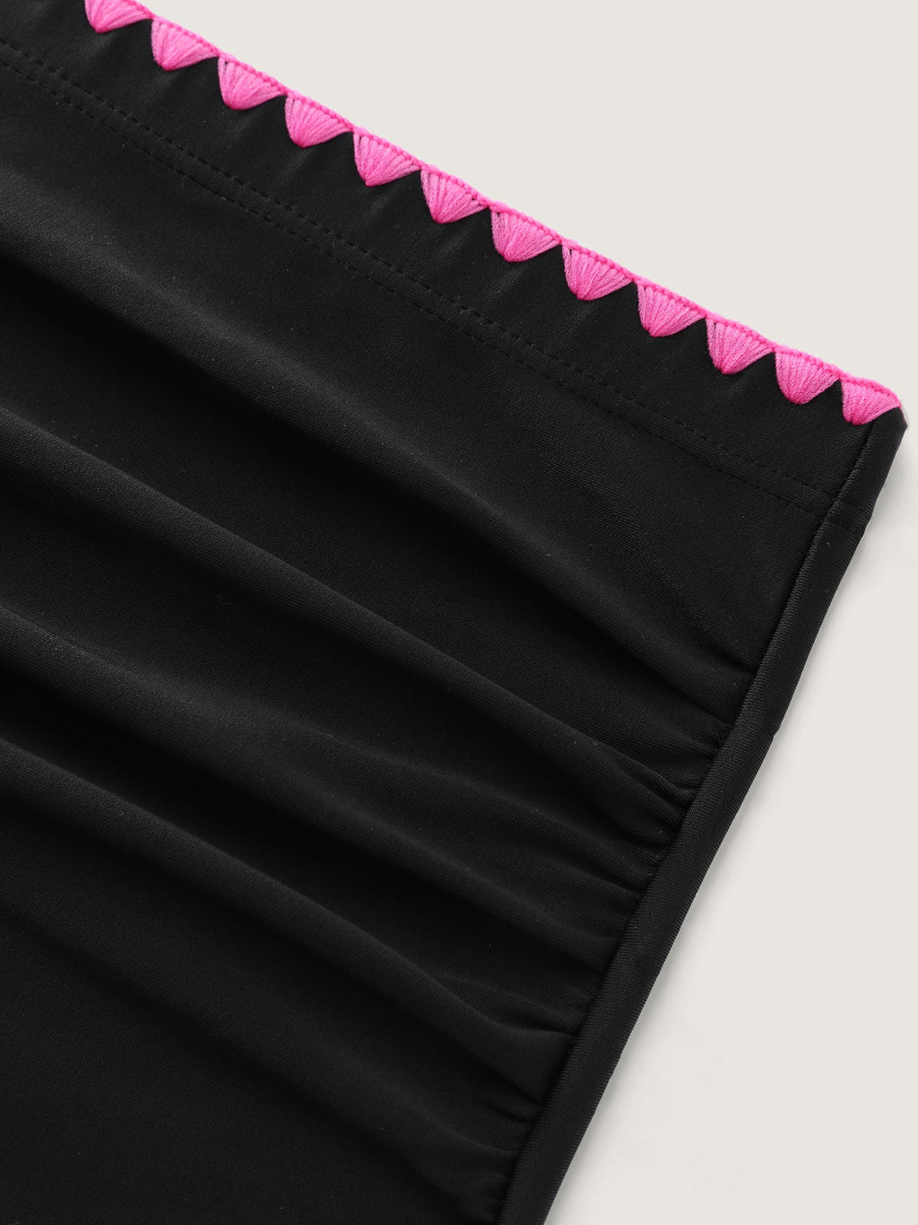 Color Contrast Embroidered Edge Bikini Bottoms