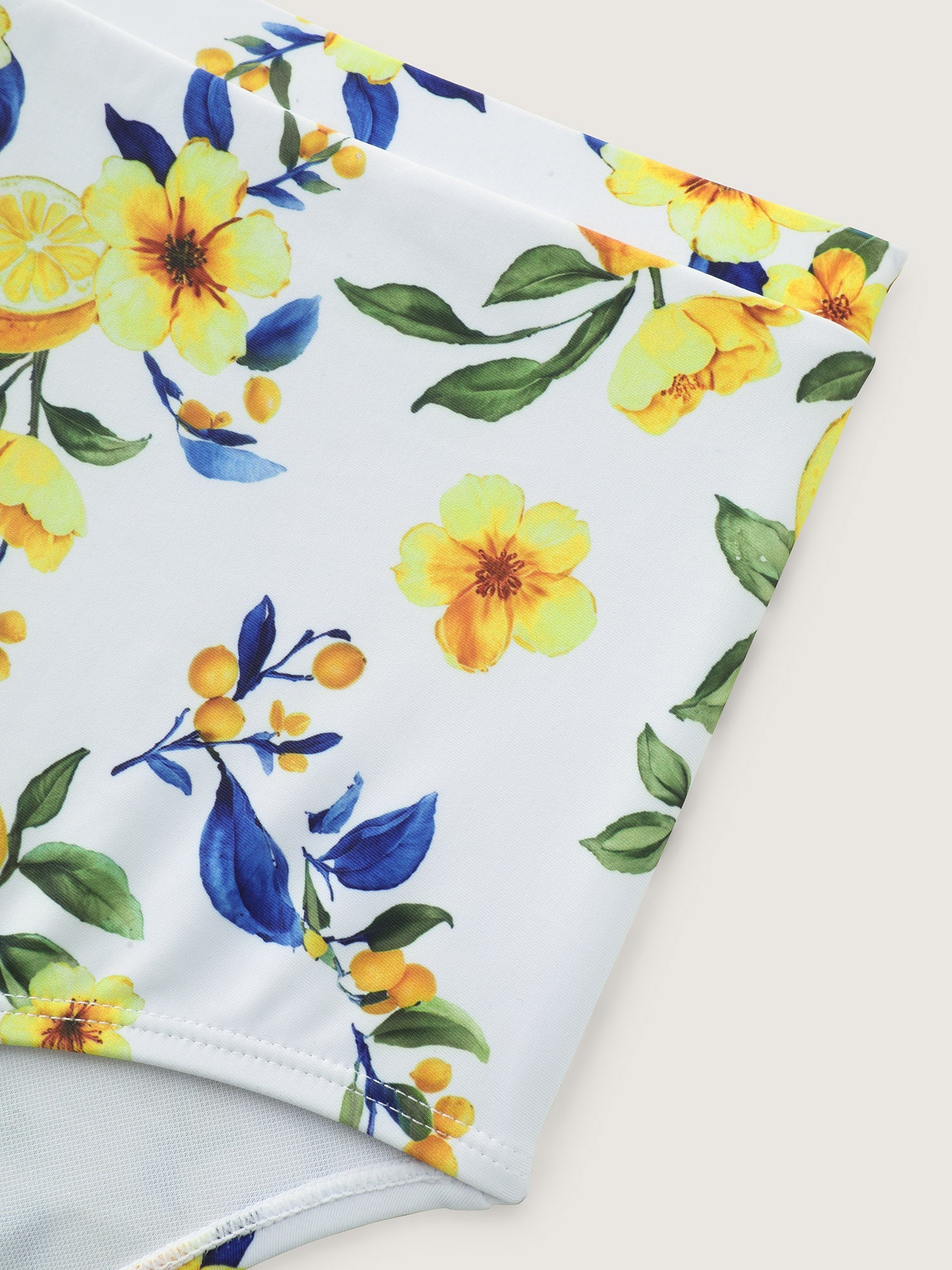 Lemon Print Pockets Fit And Flare Swim Dress