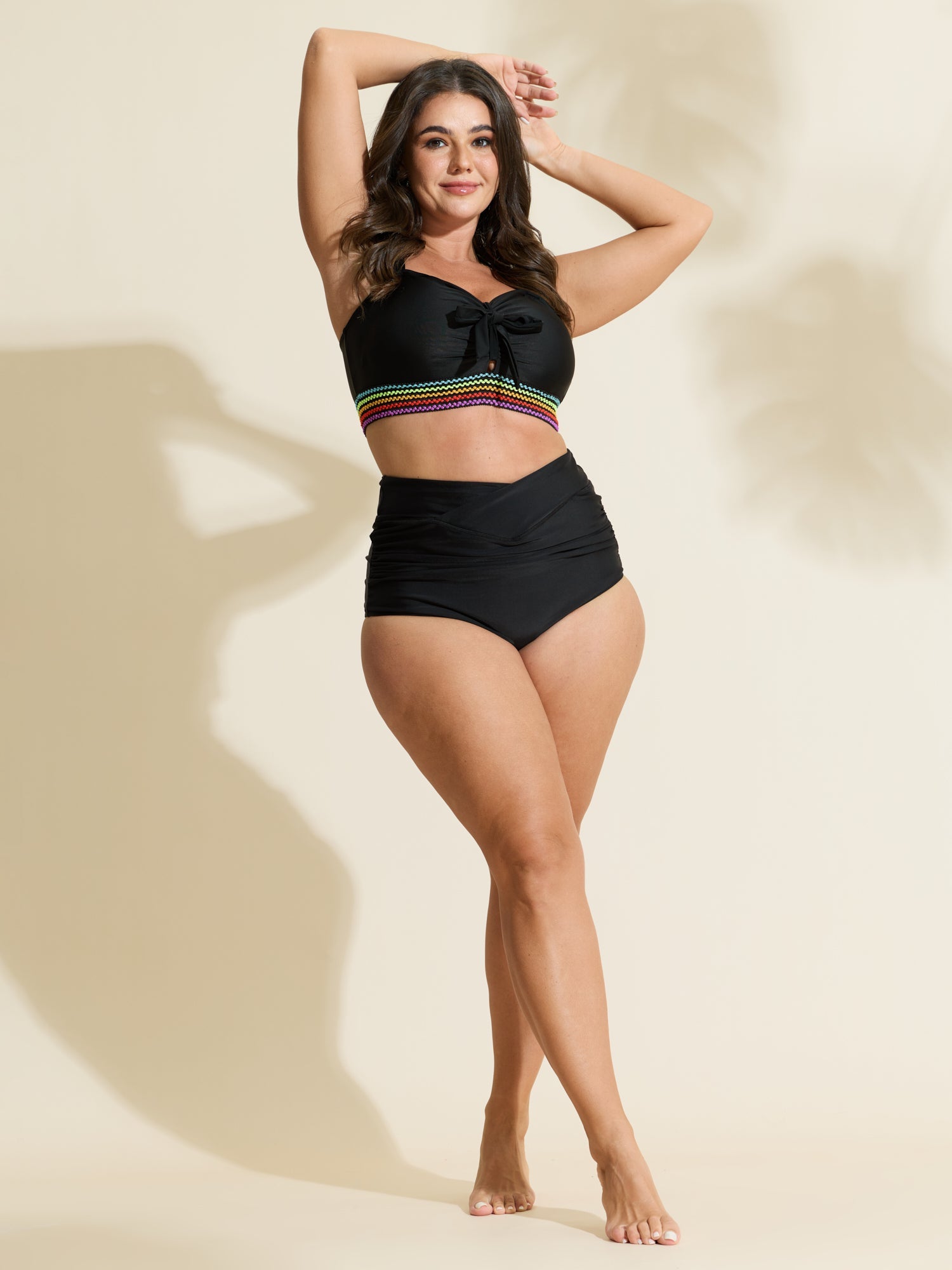 Crossover High Waist Ruched Bikini Bottoms