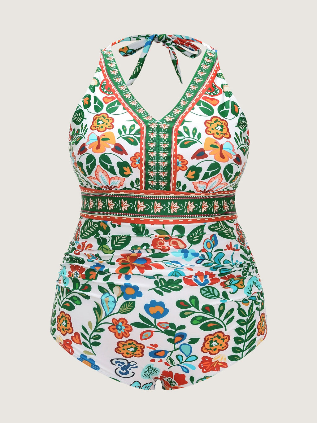 Two-Piece Tummy-Control Sarong Swimsuit