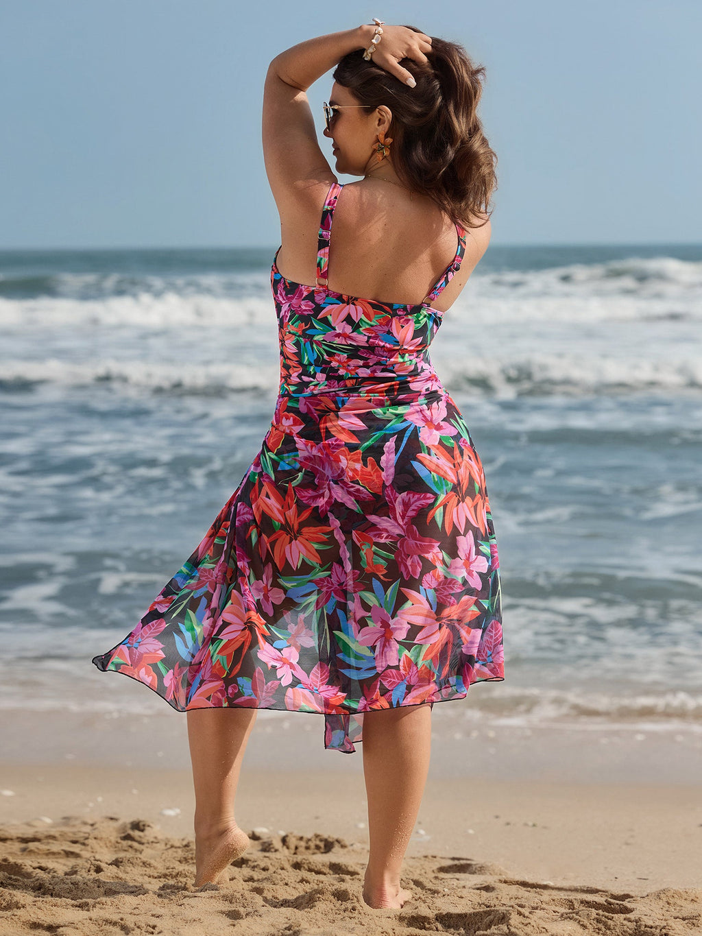 Tropical Escape Print Sarong One-Piece Swimsuit