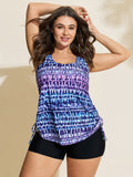 Tie-Dye Effect Scoop Neckline Swim Top