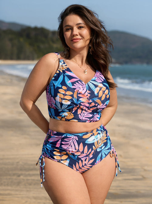 Bright Tropical Floral Print Adjustable Bikini Bottoms