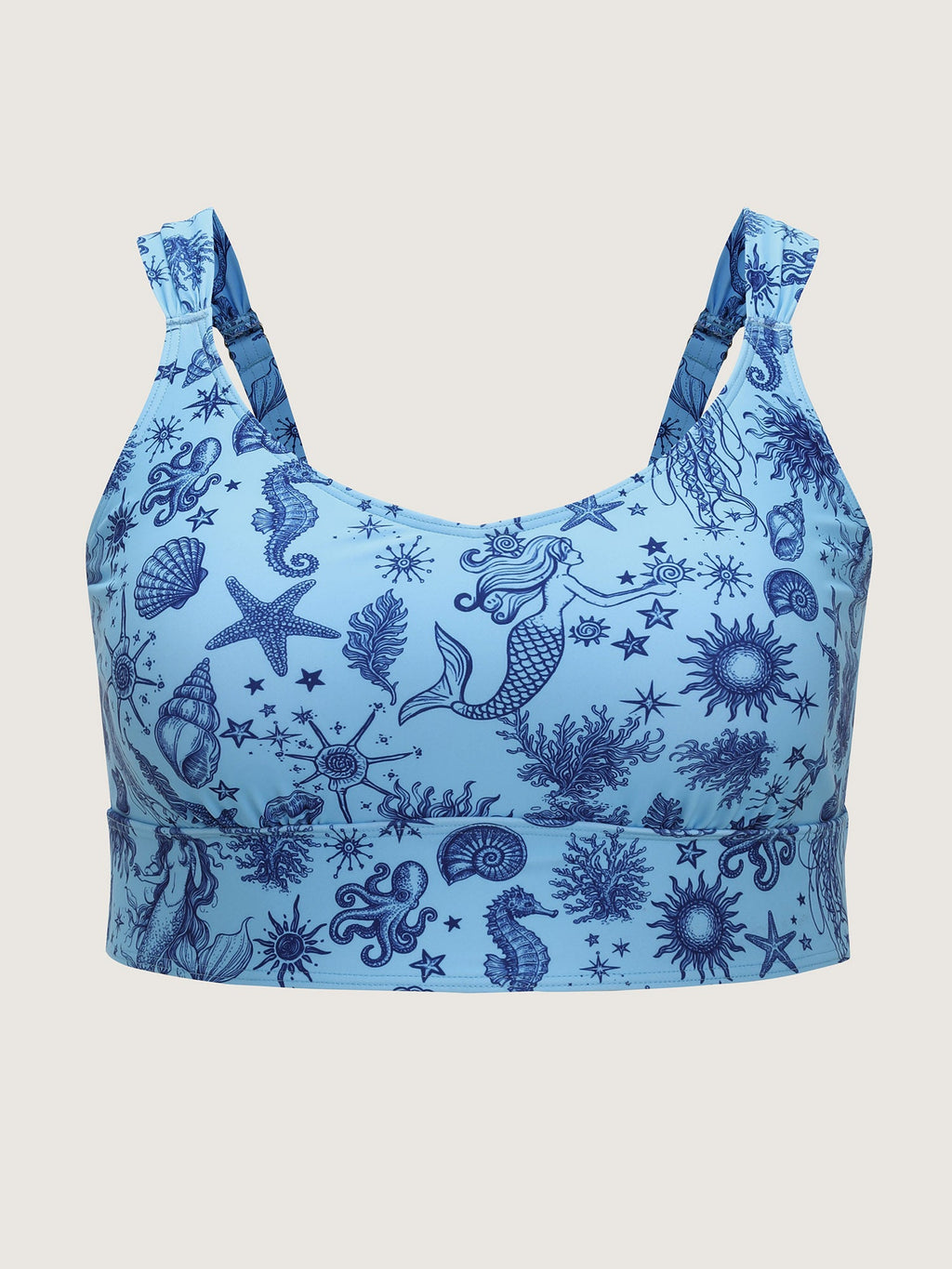 Starfish Print Color Contrast Bikini Top