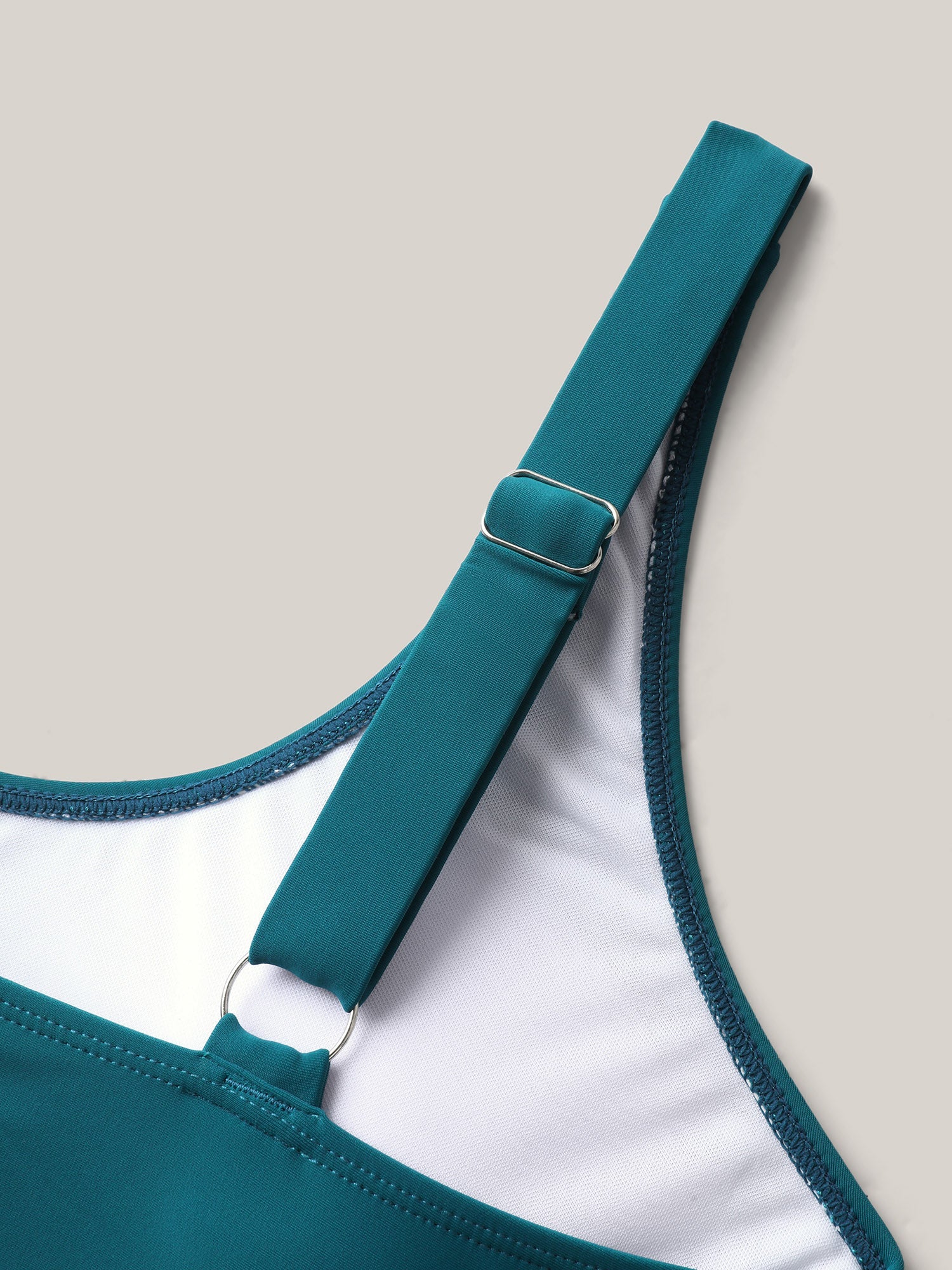 Colorful Hem Scoop Neck Swim Top