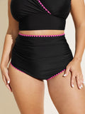 Color Contrast Embroidered Edge Bikini Bottoms