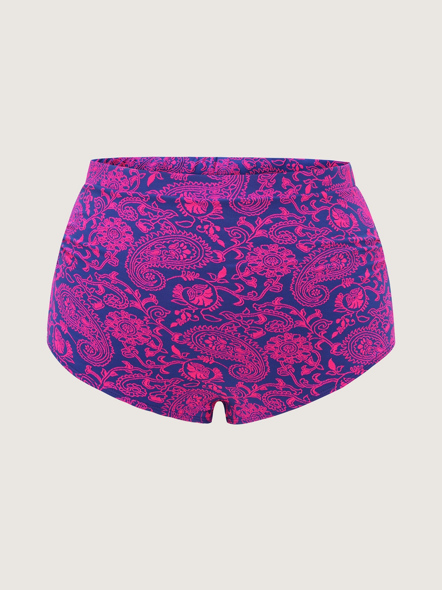 Textured Paisley Print Ruched Swim Bottoms