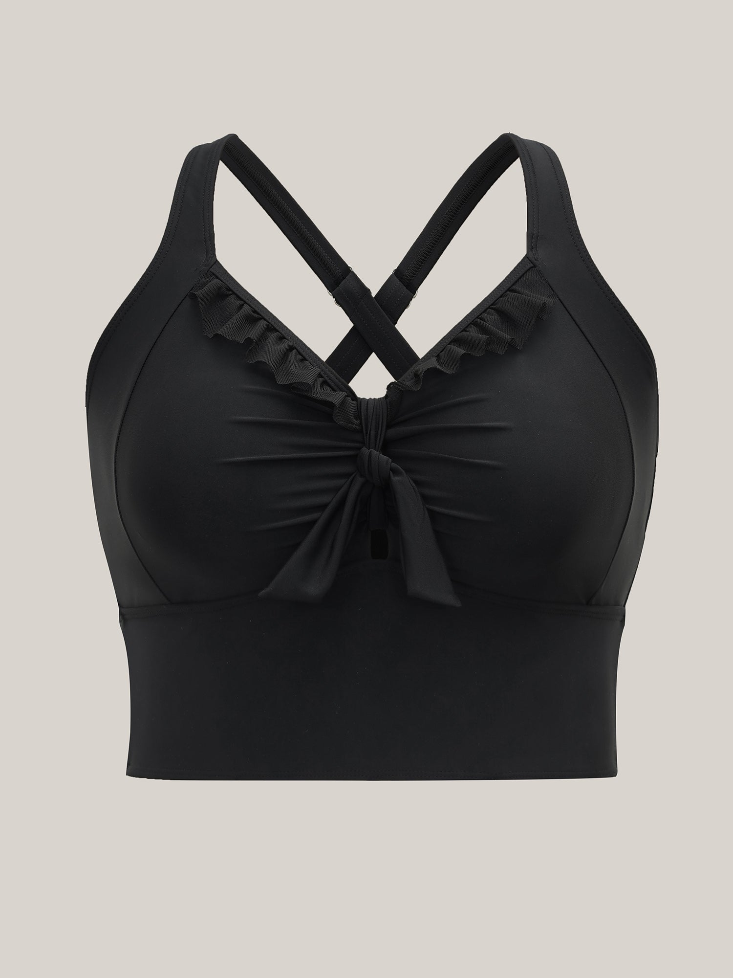 Bust Knot-Tie Ruffle Trim Supportive Bikini Top